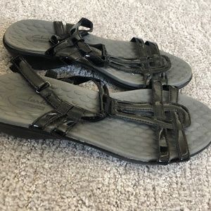 Clarks Black Patent Leather Sandals